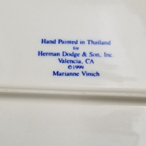 Vintage 1999 Marianne Vinich Ceramic Hand Painted Square Plate Love Bird Tray - Picture 4 of 5